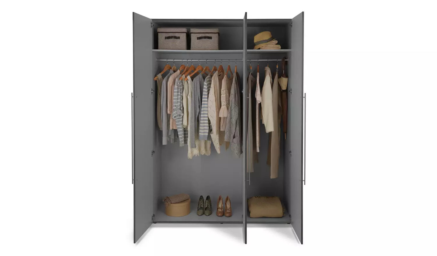 Habitat Atlas 3 Door Wardrobe - Black & Brown